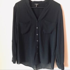 Sheer black button up top ABS by Allen Schwartz